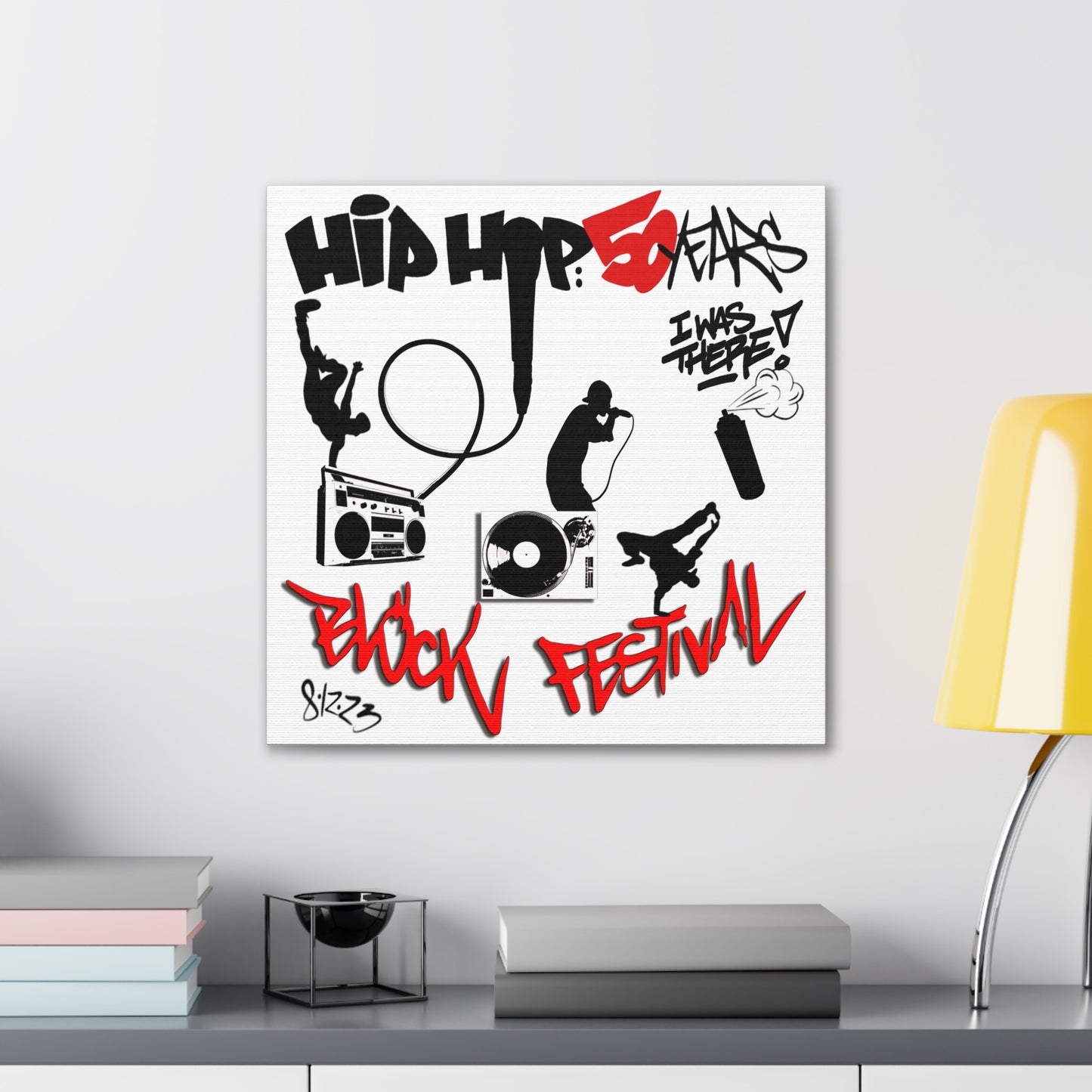 Hip Hop 50 Years Block Festival - Canvas Stretched, 0.75"