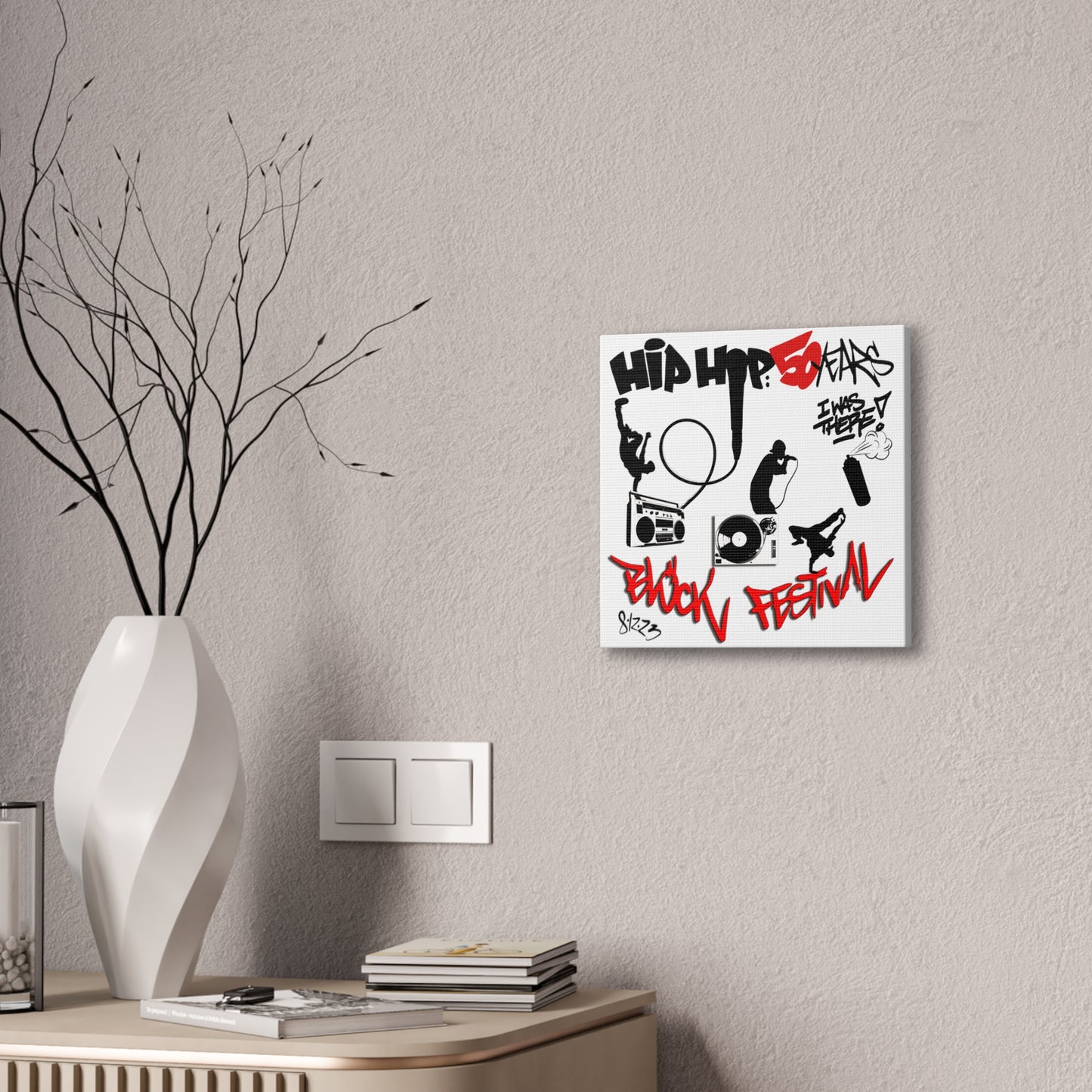 Hip Hop 50 Years Block Festival - Canvas Stretched, 0.75"