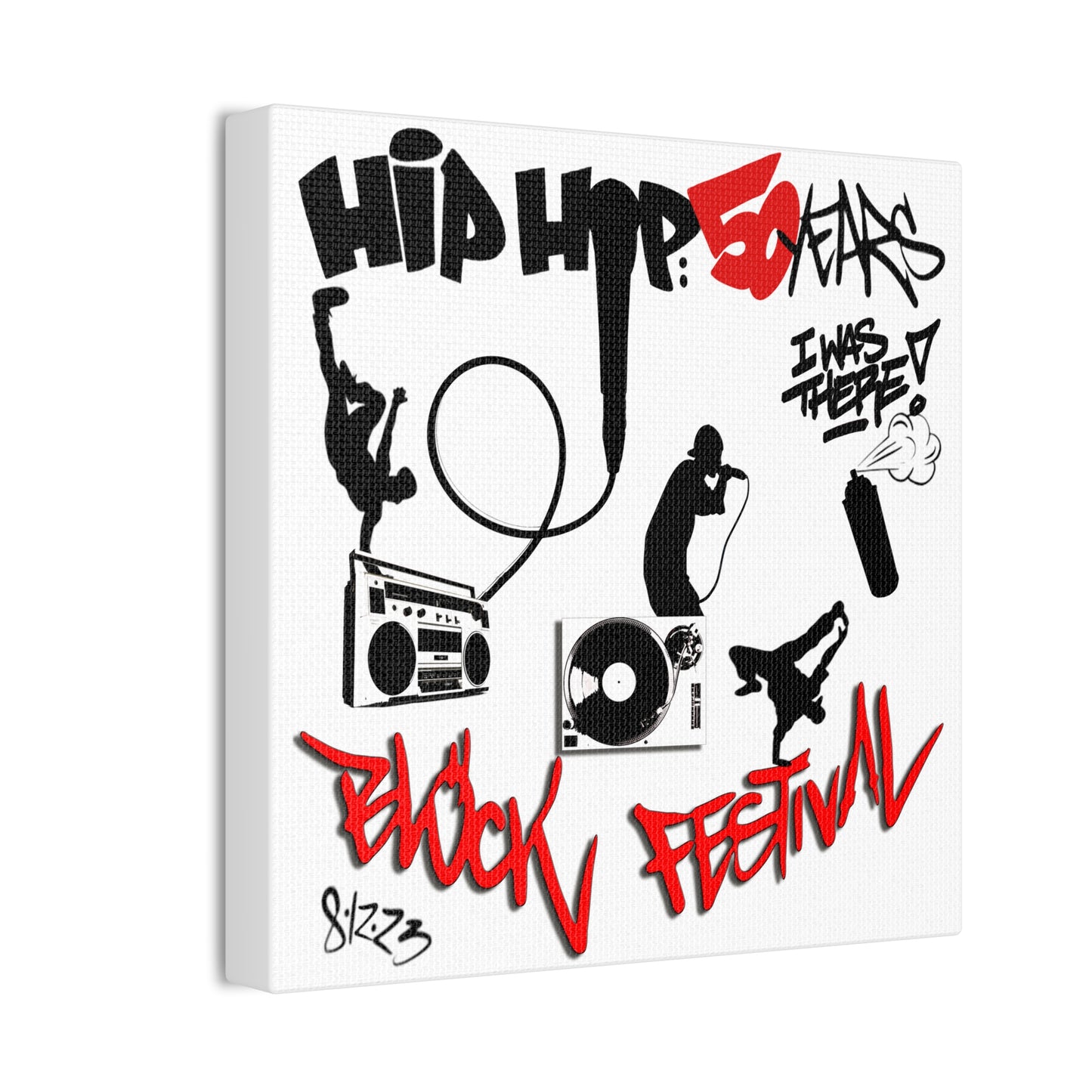 Hip Hop 50 Years Block Festival - Canvas Stretched, 0.75"