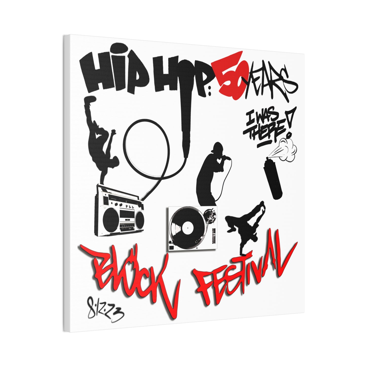 Hip Hop 50 Years Block Festival - Canvas Stretched, 0.75"