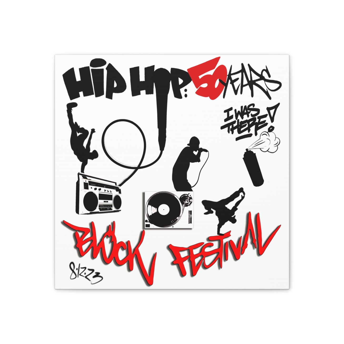 Hip Hop 50 Years Block Festival - Canvas Stretched, 0.75"