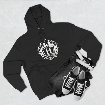 Hiphoppa Shield, White Logo Hooded Sweatshirt