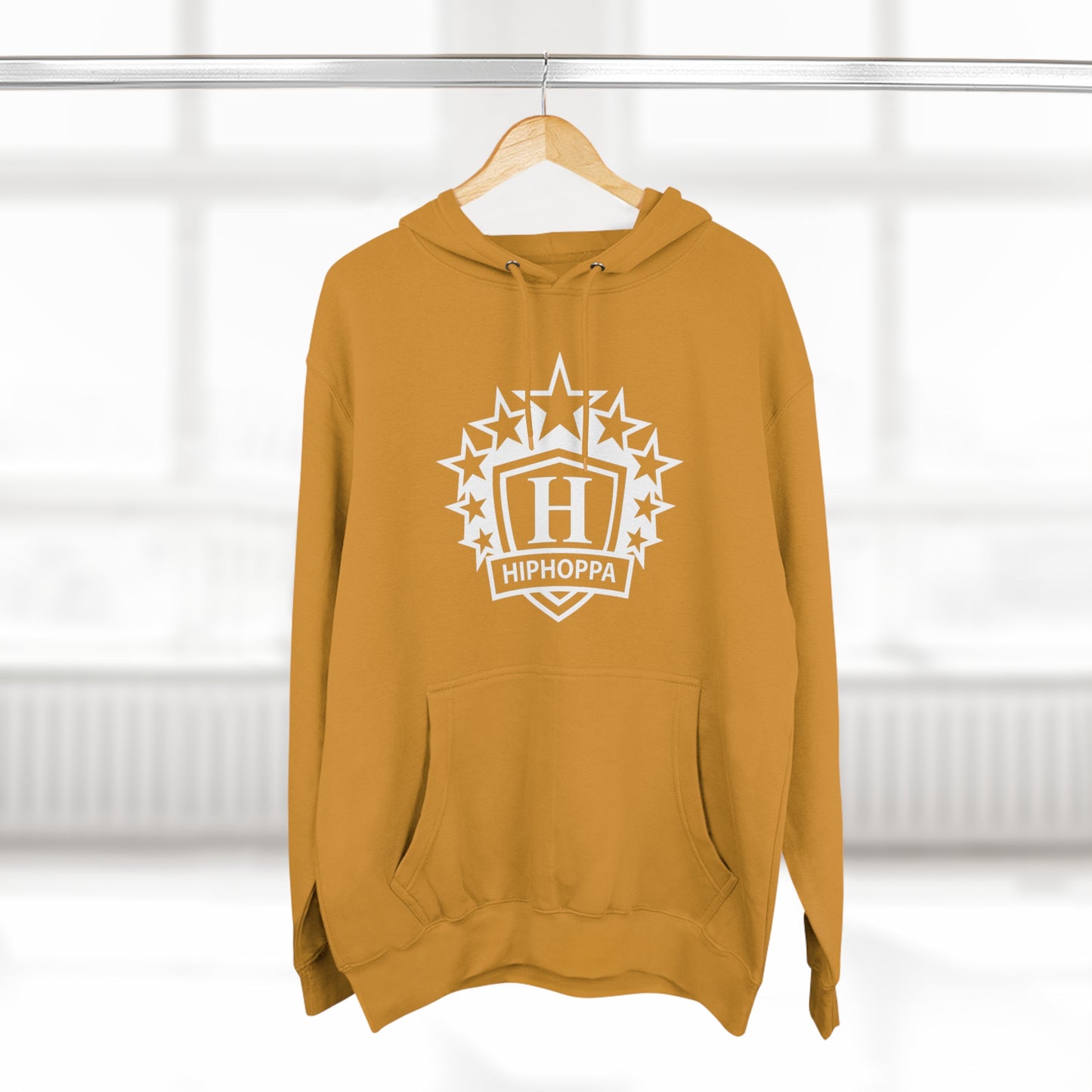 Hiphoppa Shield, White Logo Hooded Sweatshirt