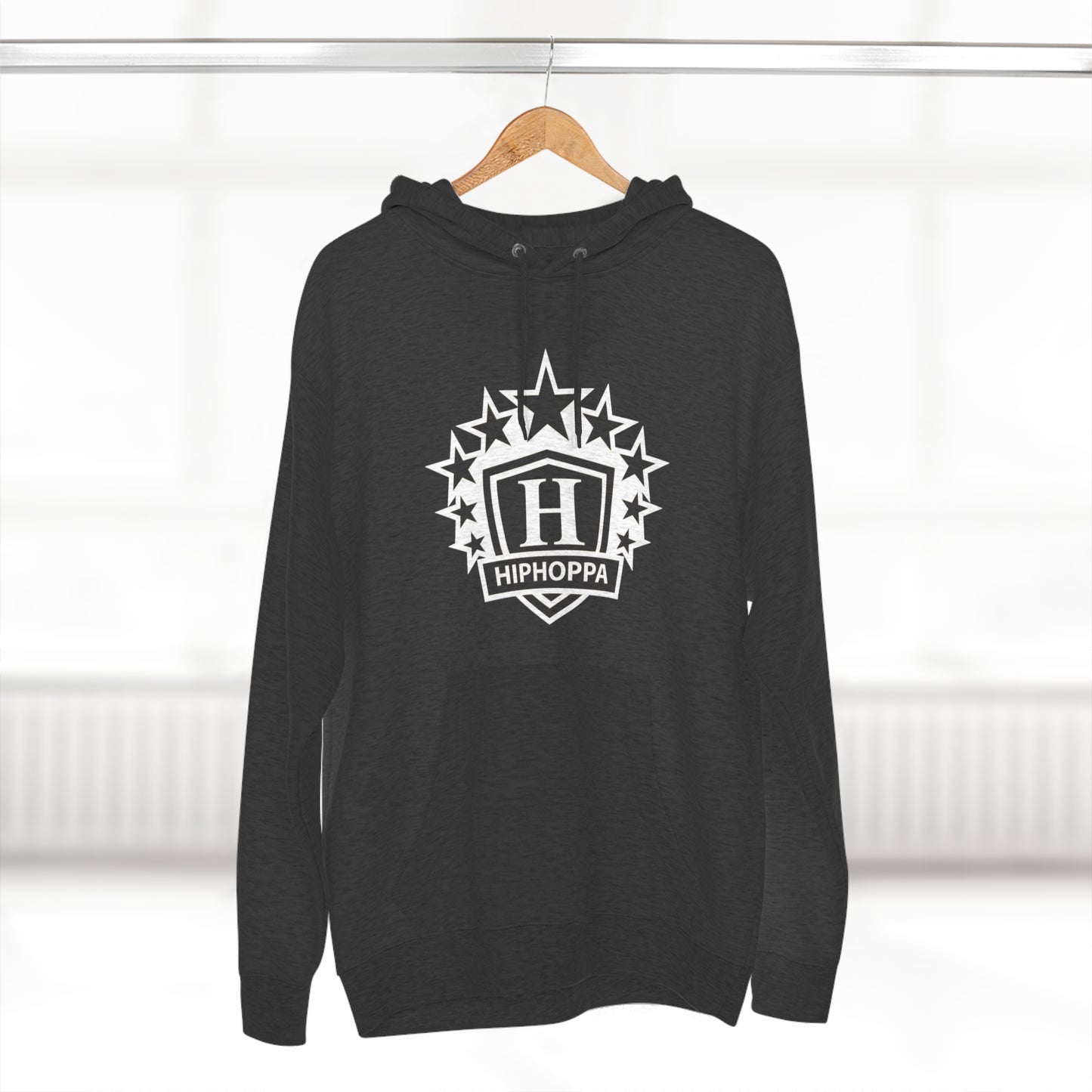 Hiphoppa Shield, White Logo Hooded Sweatshirt