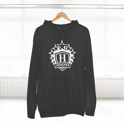 Hiphoppa Shield, White Logo Hooded Sweatshirt