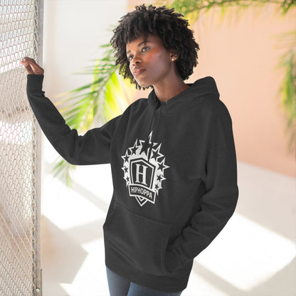 Hiphoppa Shield, White Logo Hooded Sweatshirt