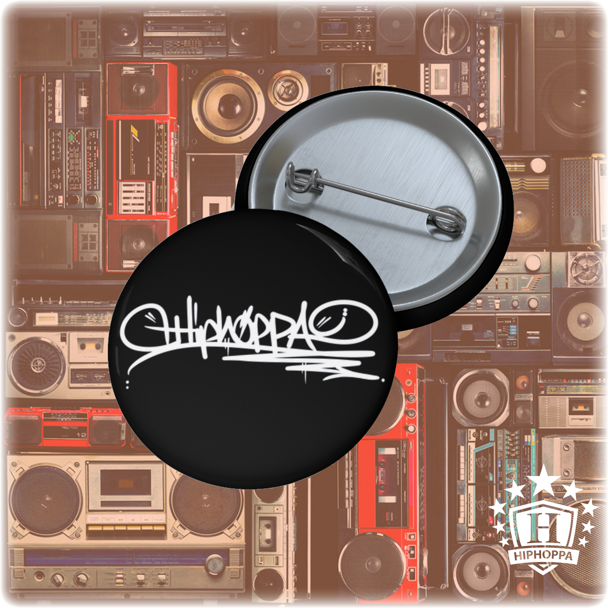 Black with white Hiphoppa Tag™ Pin