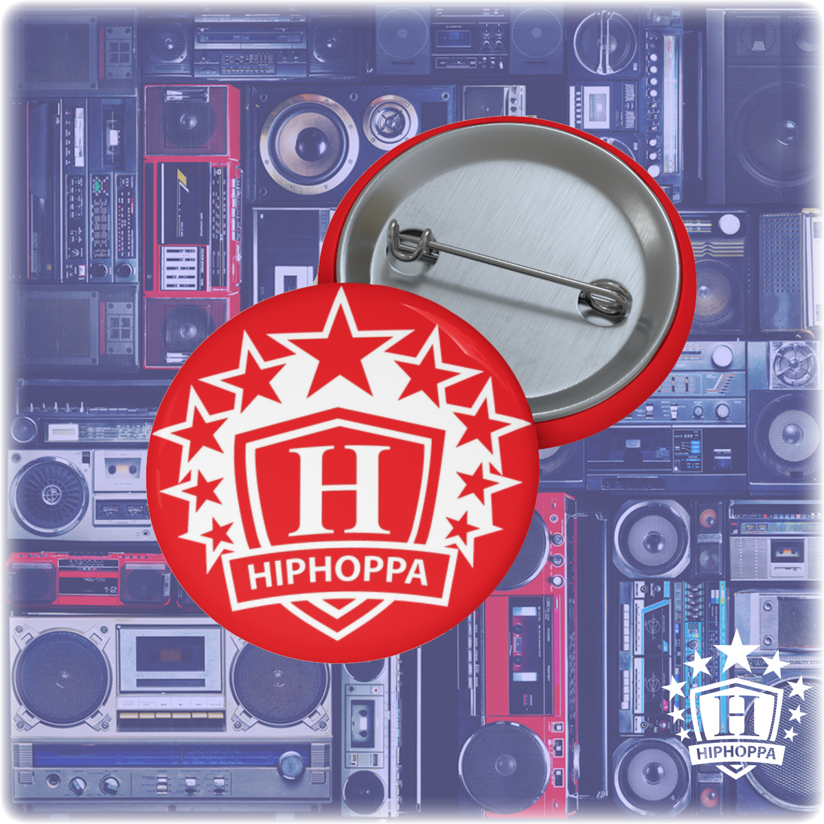 Red with white Hiphoppa Shield™ Pin