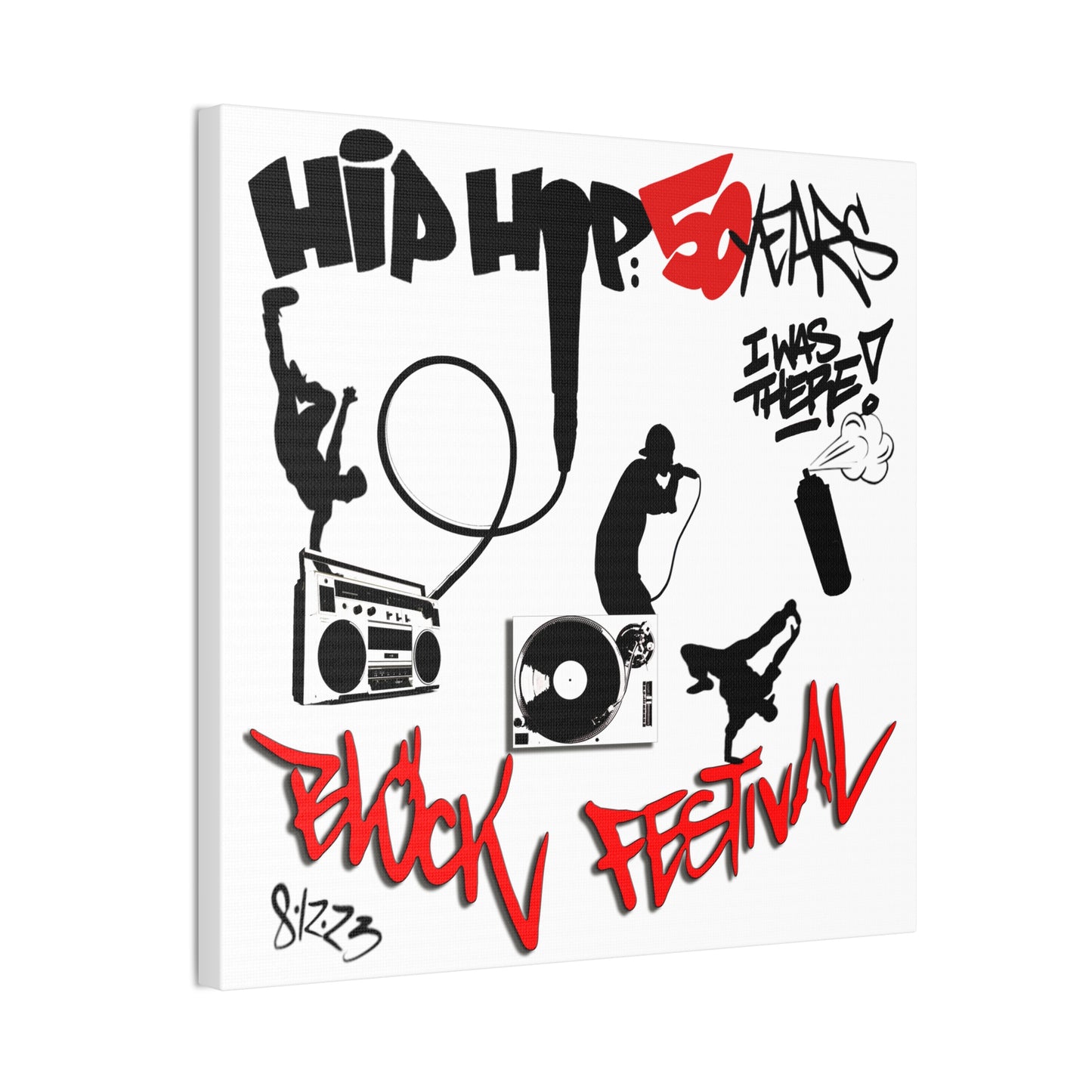 Hip Hop 50 Years Block Festival - Canvas Stretched, 0.75"