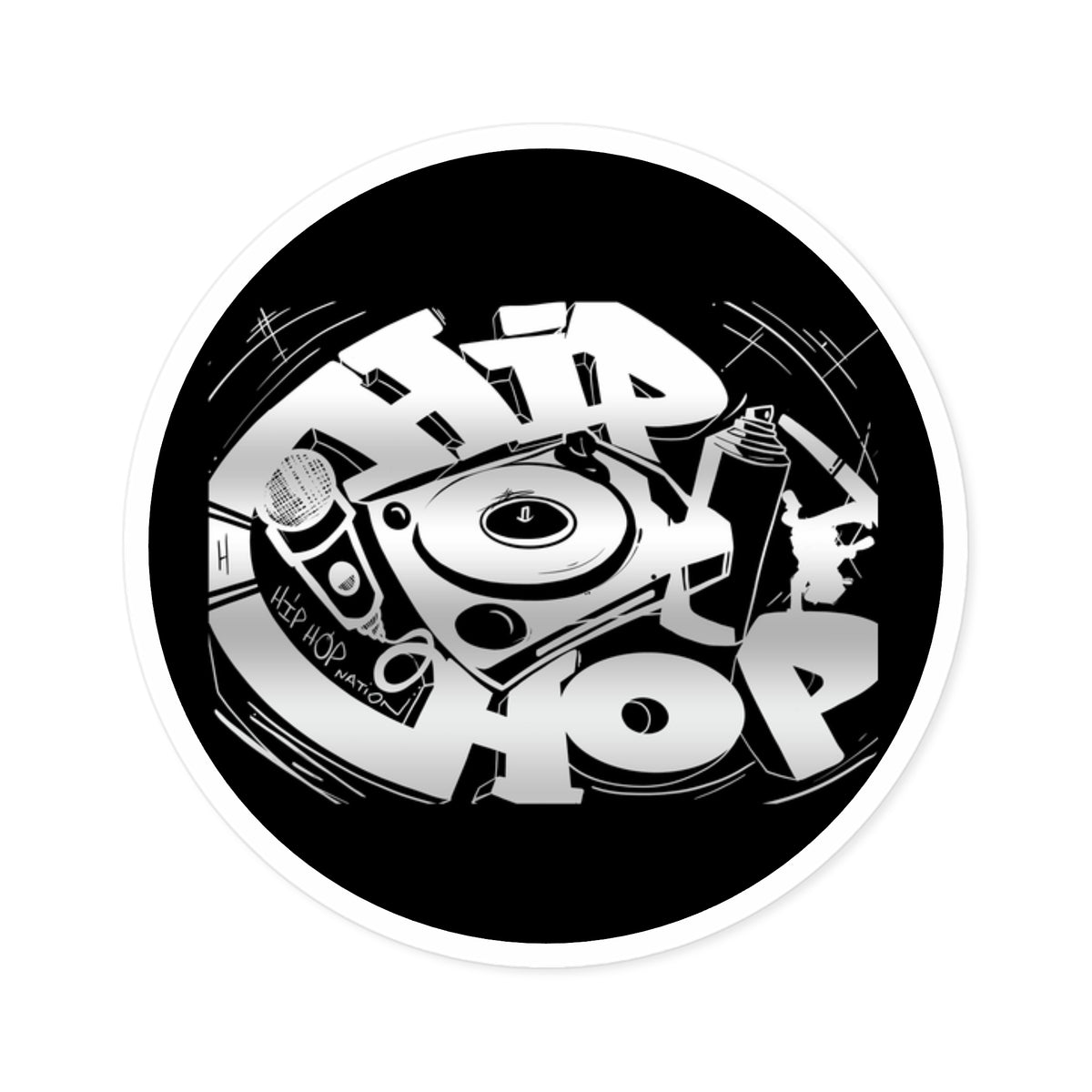 Round Hip Hop Nation Vinyl Sticker, Indoor\Outdoor