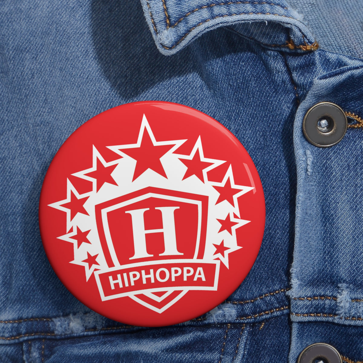 Red with white Hiphoppa Shield™ Pin