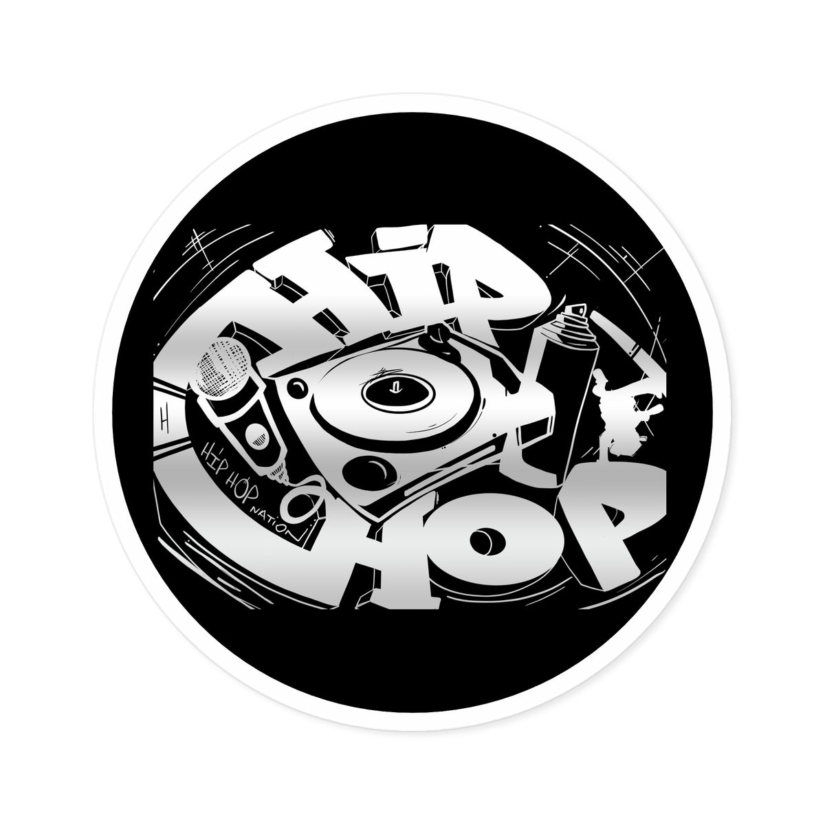 Round Hip Hop Nation Vinyl Sticker, Indoor\Outdoor