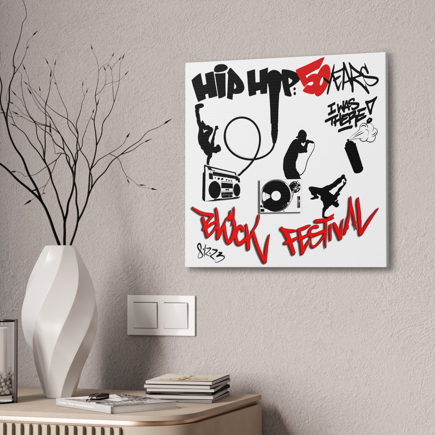 Hip Hop 50 Years Block Festival - Canvas Stretched, 0.75"