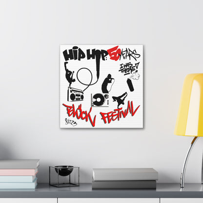 Hip Hop 50 Years Block Festival - Canvas Stretched, 0.75"