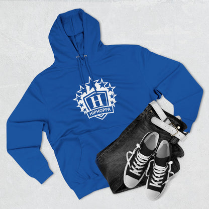 Hiphoppa Shield, White Logo Hooded Sweatshirt