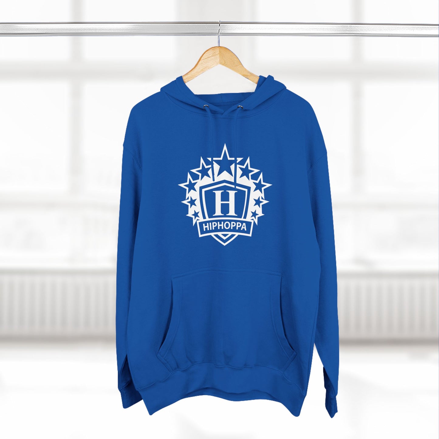 Hiphoppa Shield, White Logo Hooded Sweatshirt